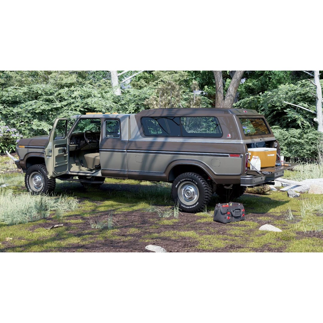 1978 F-350 SuperCab 3D Model – High Poly Truck with Bed Cap, Blender, OBJ - View 47