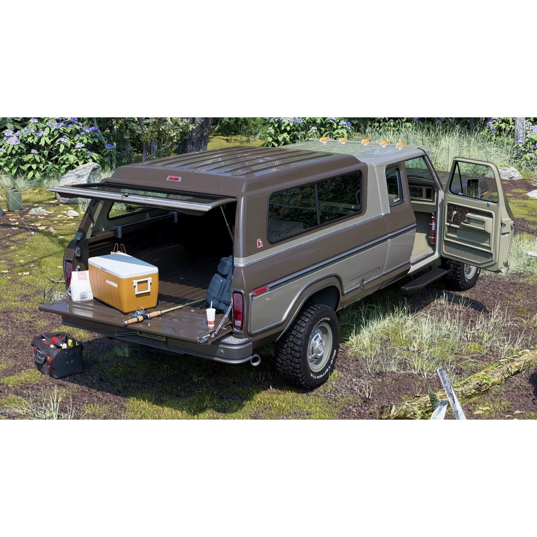1978 F-350 SuperCab 3D Model – High Poly Truck with Bed Cap, Blender, OBJ - View 49