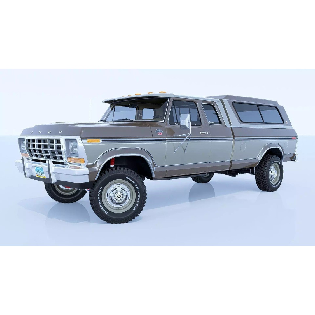 1978 F-350 SuperCab 3D Model – High Poly Truck with Bed Cap, Blender, OBJ - View 5