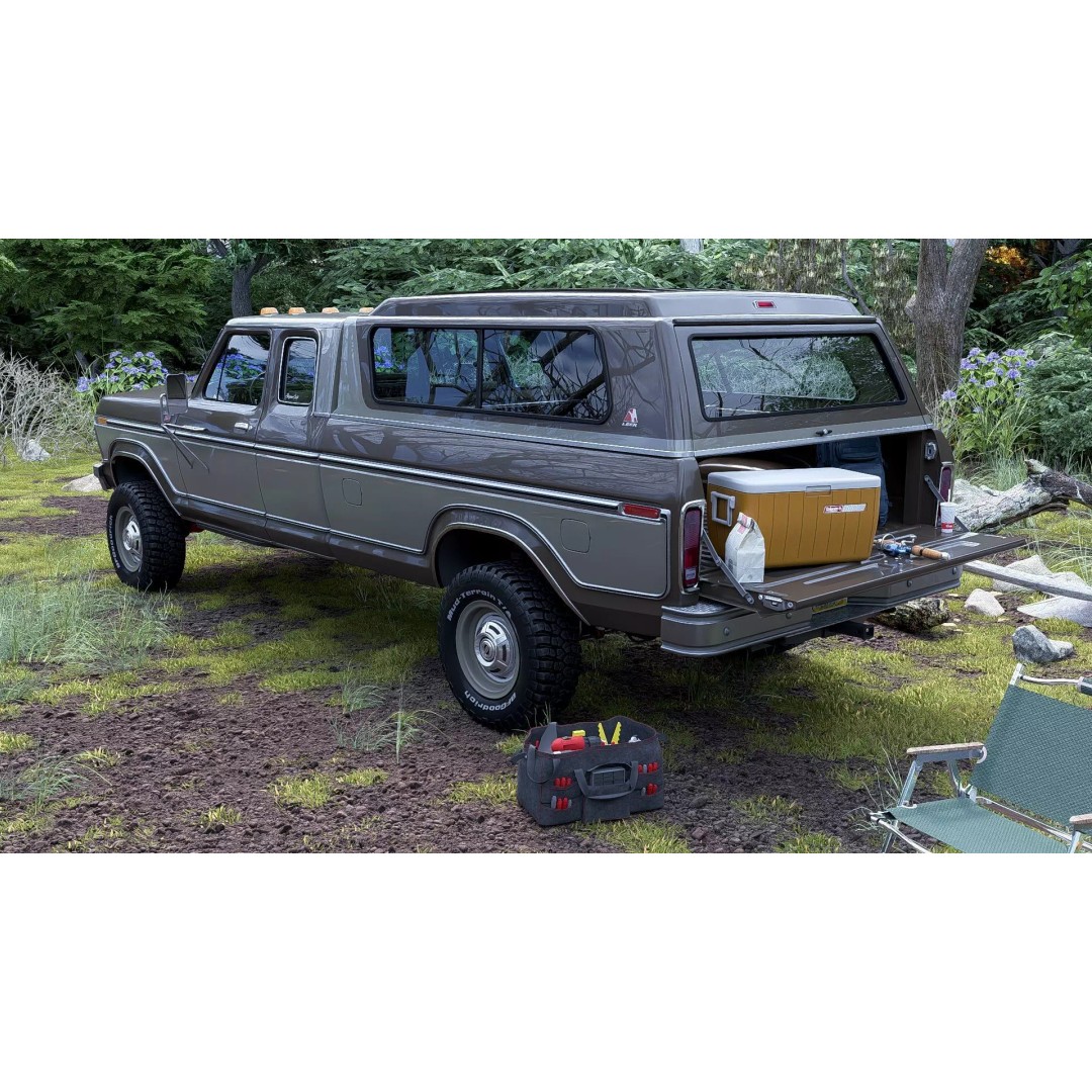 1978 F-350 SuperCab 3D Model – High Poly Truck with Bed Cap, Blender, OBJ - View 50
