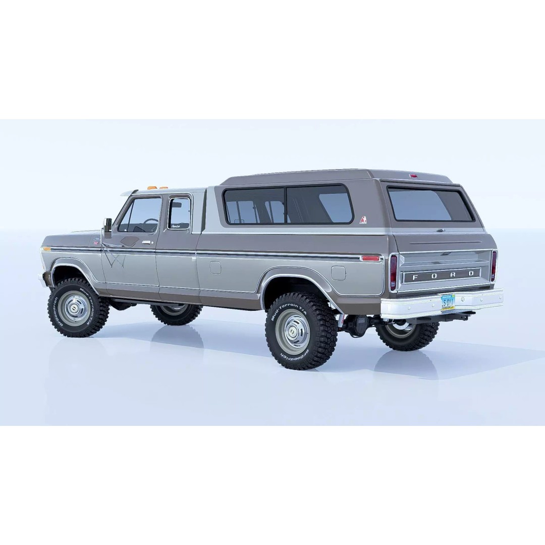 1978 F-350 SuperCab 3D Model – High Poly Truck with Bed Cap, Blender, OBJ - View 6