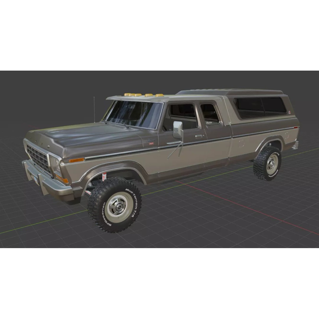 1978 F-350 SuperCab 3D Model – High Poly Truck with Bed Cap, Blender, OBJ - View 64