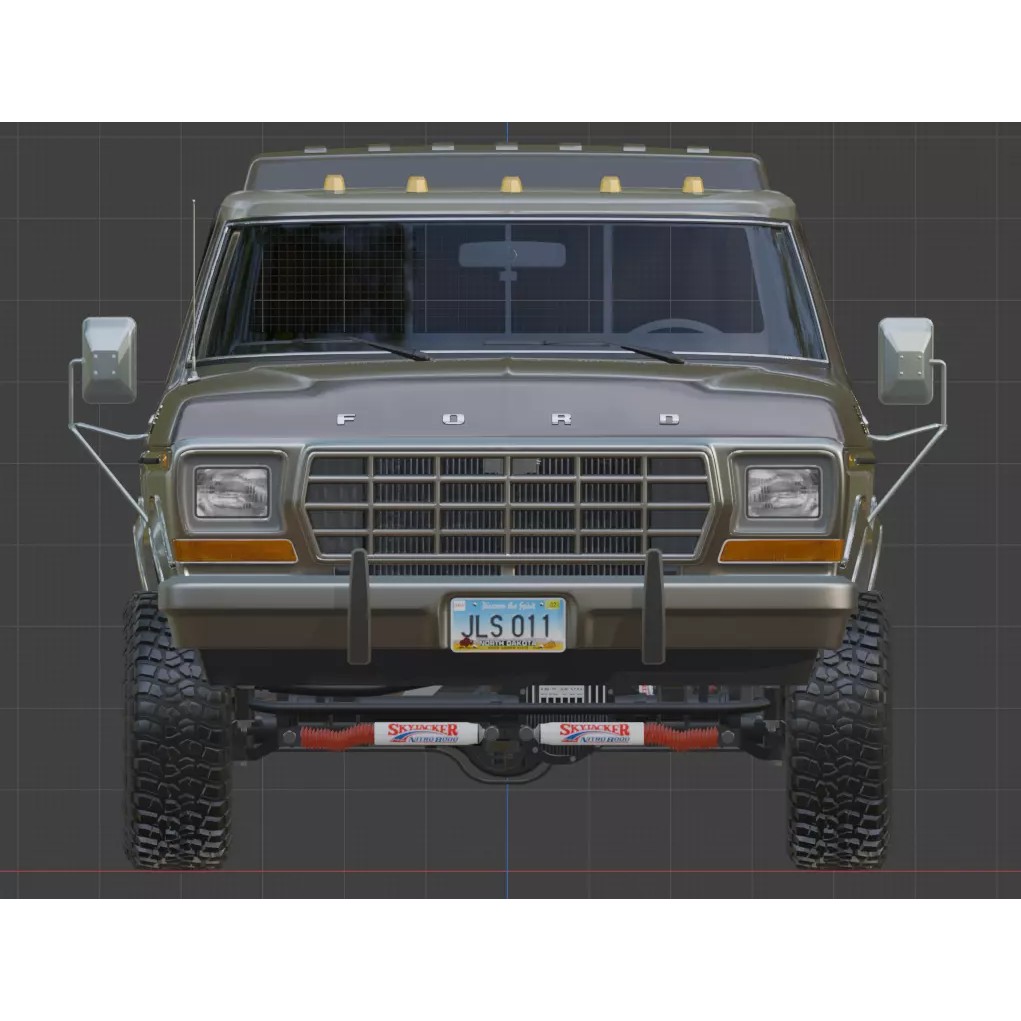 1978 F-350 SuperCab 3D Model – High Poly Truck with Bed Cap, Blender, OBJ - View 65