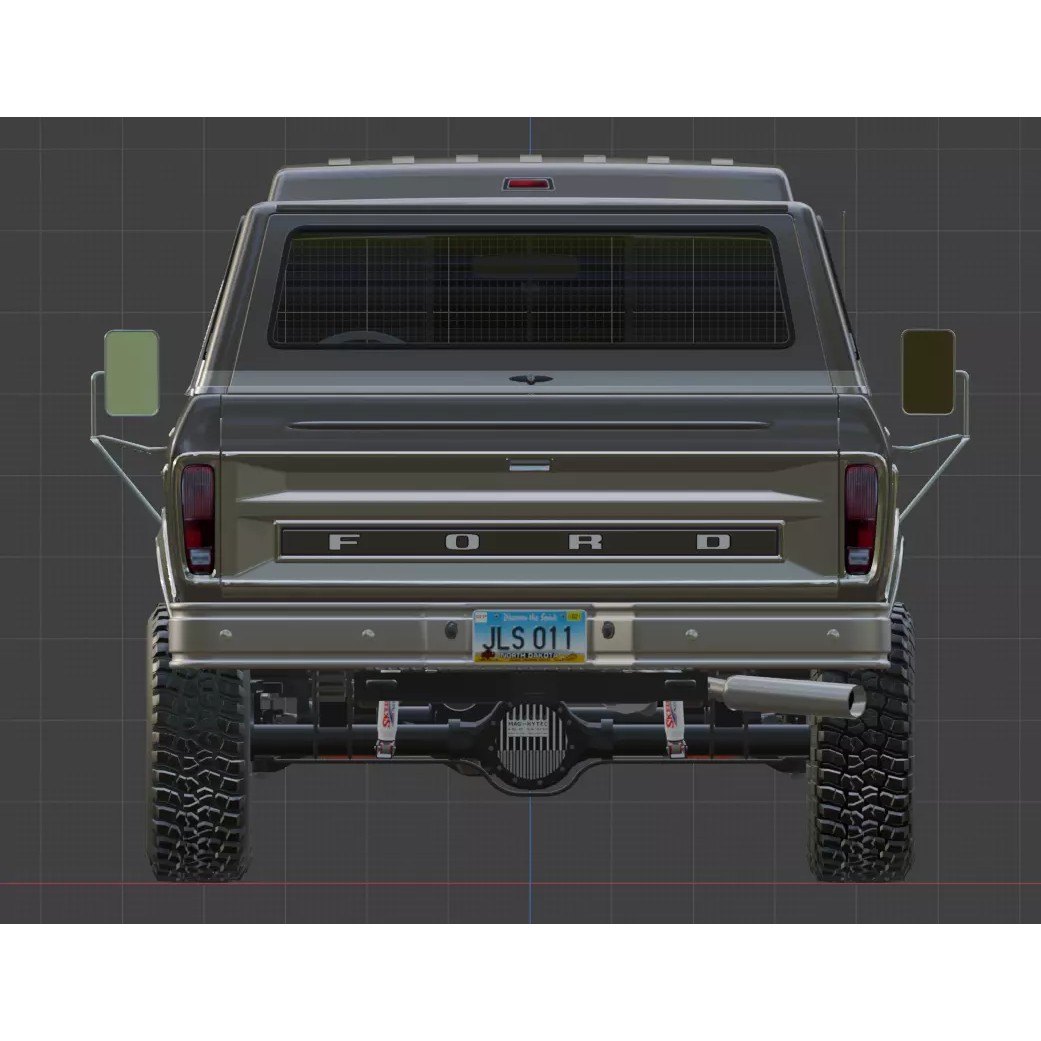 1978 F-350 SuperCab 3D Model – High Poly Truck with Bed Cap, Blender, OBJ - View 66