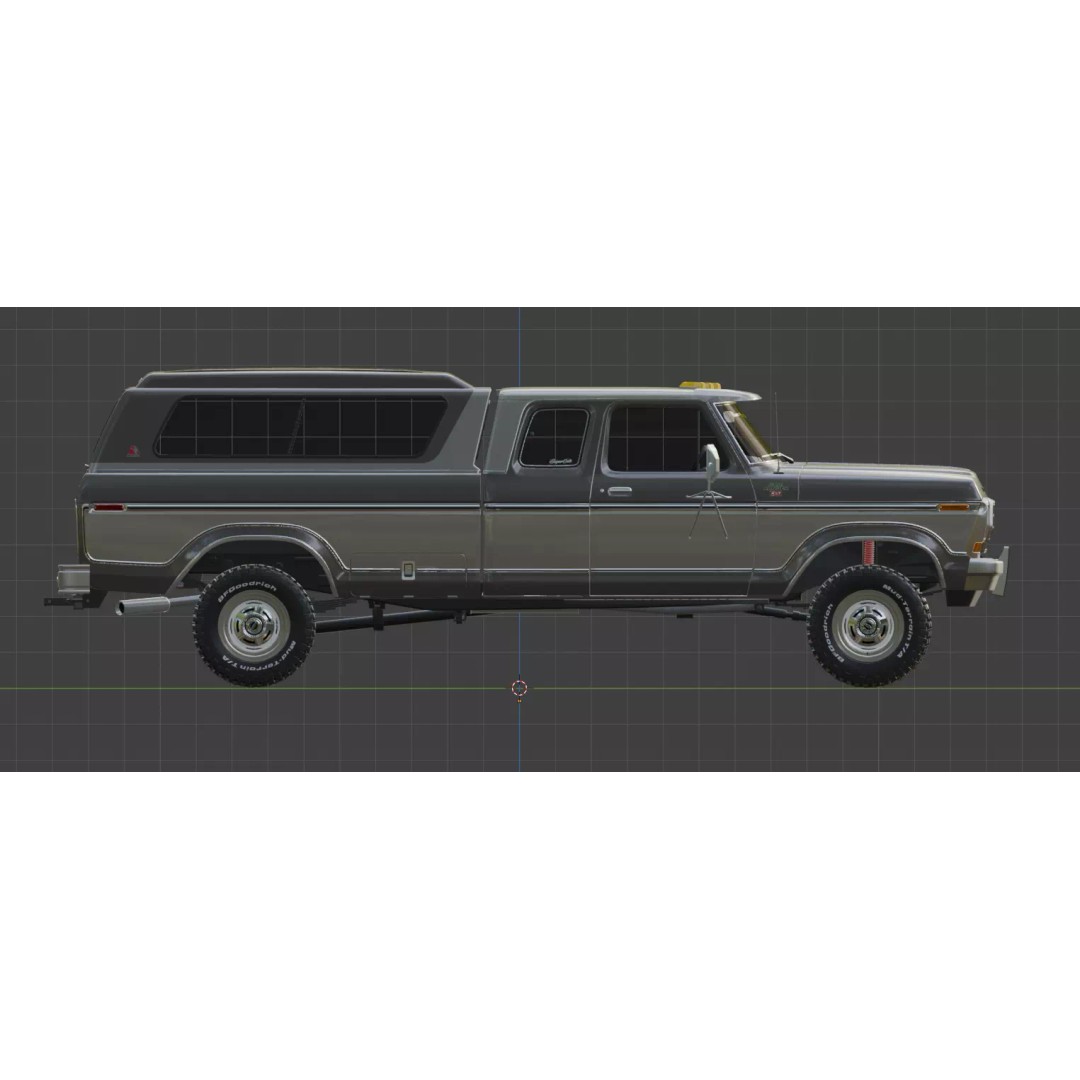 1978 F-350 SuperCab 3D Model – High Poly Truck with Bed Cap, Blender, OBJ - View 71