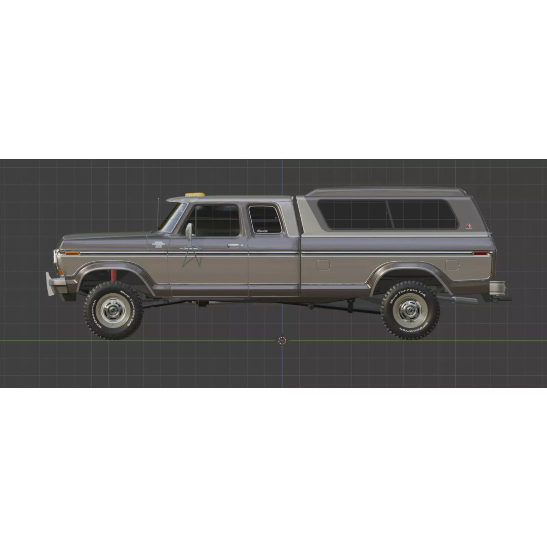 1978 F-350 SuperCab 3D Model – High Poly Truck with Bed Cap, Blender, OBJ - View 72