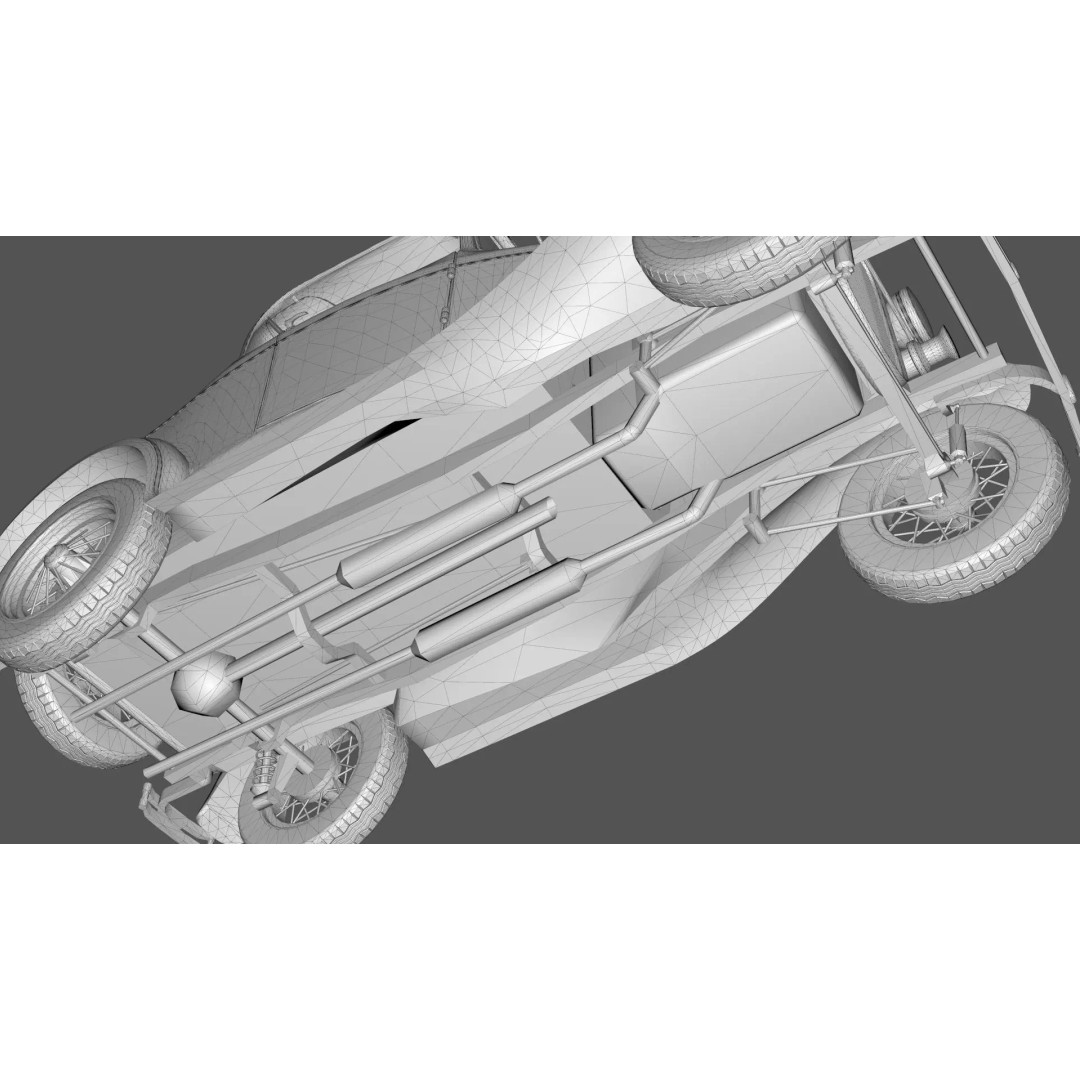 Vintage Roadster Car 3D Model – Mid Poly Game Asset, FBX, PBR