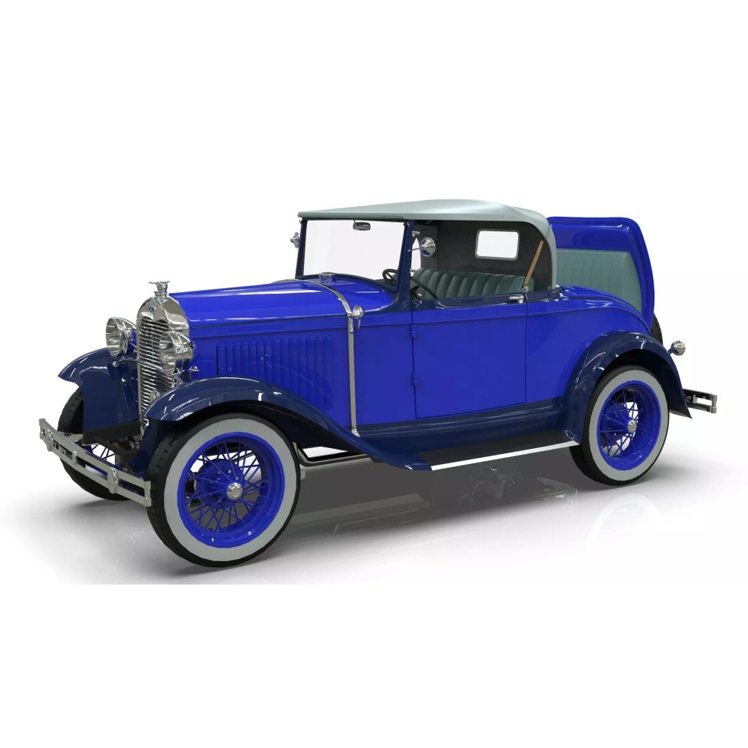 Vintage Roadster Car 3D Model – Mid Poly Game Asset, FBX, PBR - View 10