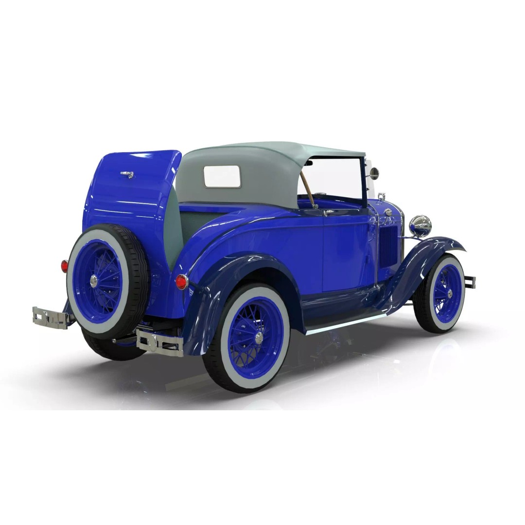 Vintage Roadster Car 3D Model – Mid Poly Game Asset, FBX, PBR - View 11
