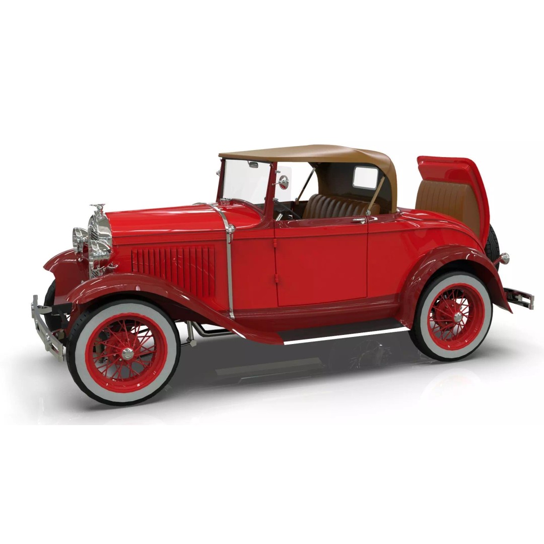 Vintage Roadster Car 3D Model – Mid Poly Game Asset, FBX, PBR - View 12