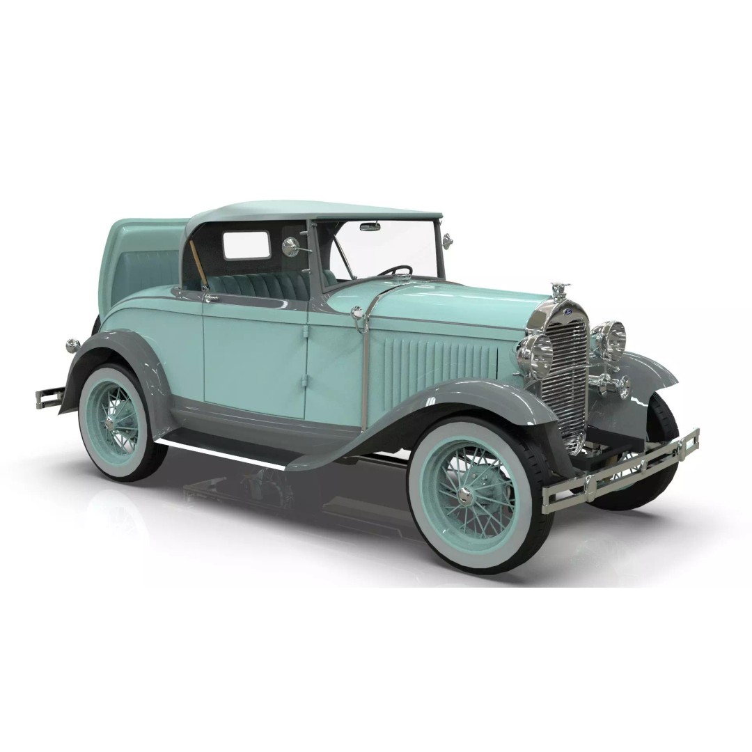 Vintage Roadster Car 3D Model – Mid Poly Game Asset, FBX, PBR - View 14