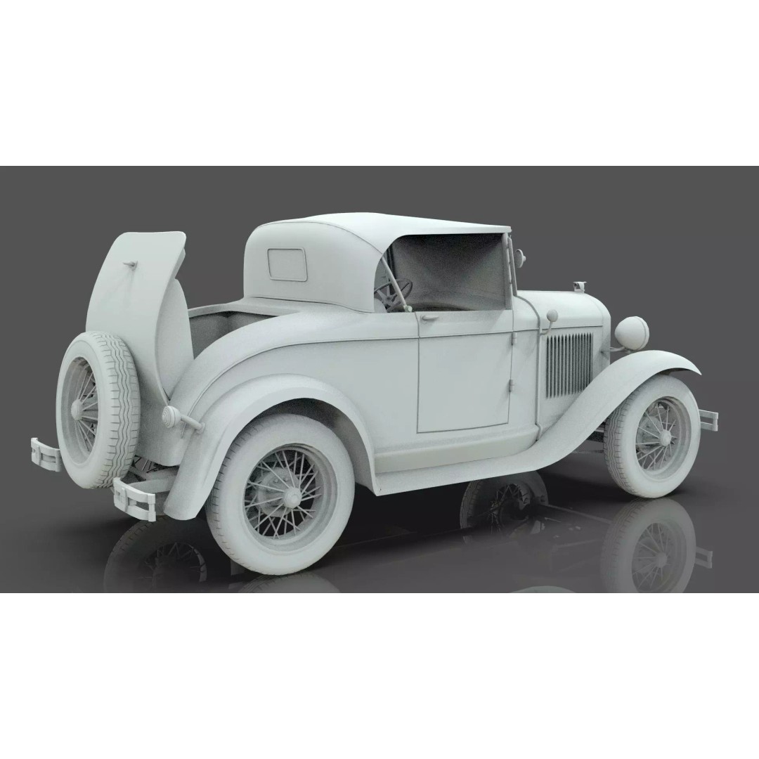 Vintage Roadster Car 3D Model – Mid Poly Game Asset, FBX, PBR - View 16