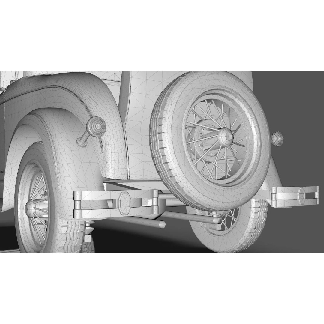 Vintage Roadster Car 3D Model – Mid Poly Game Asset, FBX, PBR - View 17