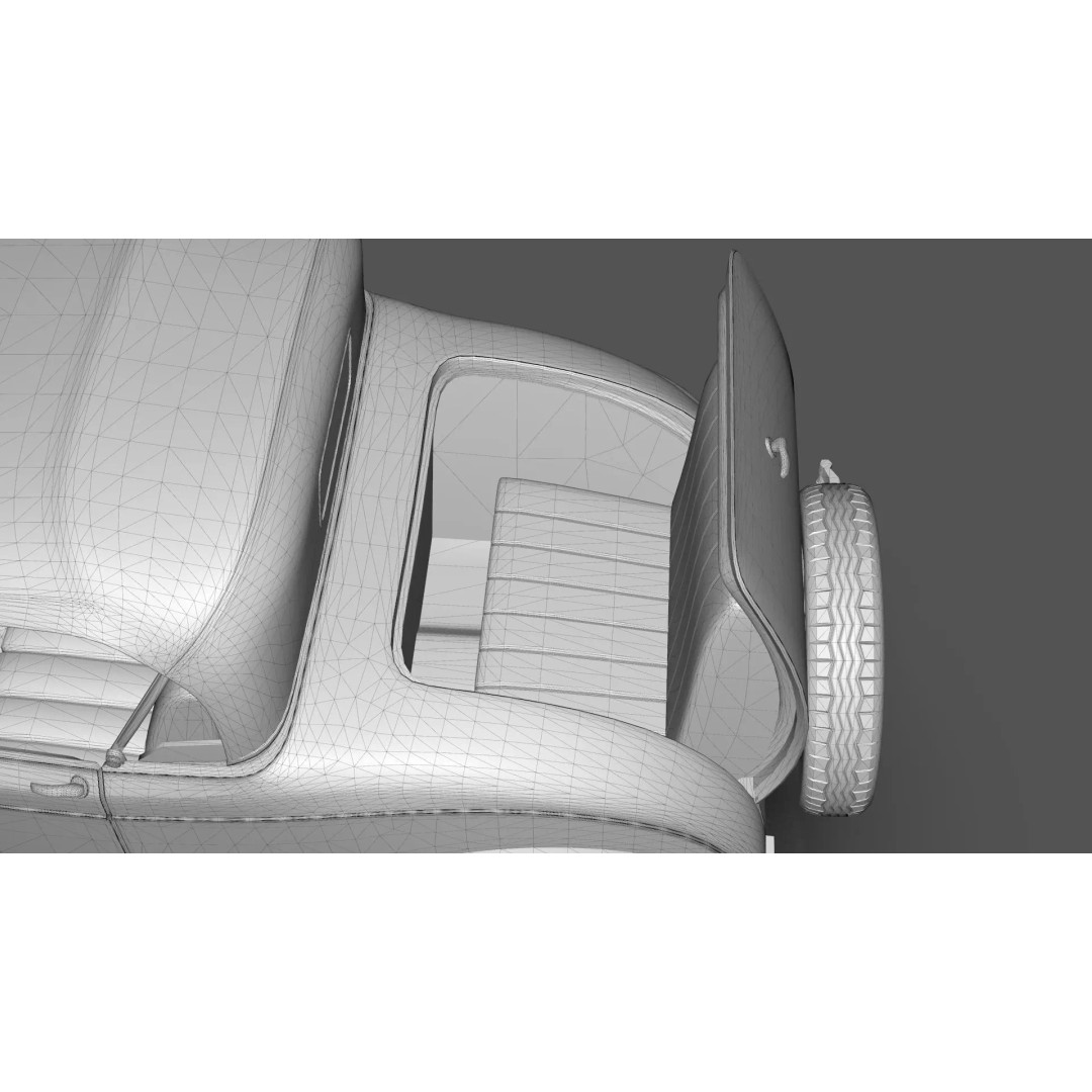Vintage Roadster Car 3D Model – Mid Poly Game Asset, FBX, PBR - View 18