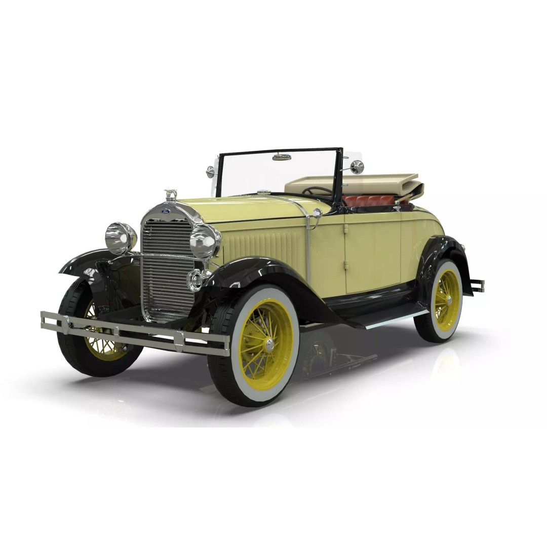 Vintage Roadster Car 3D Model – Mid Poly Game Asset, FBX, PBR - View 2
