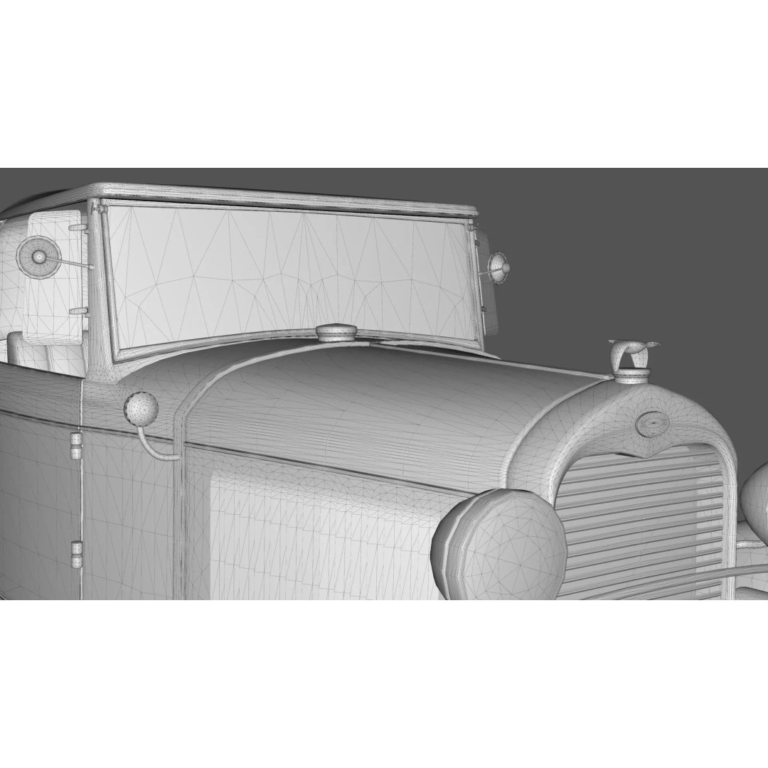 Vintage Roadster Car 3D Model – Mid Poly Game Asset, FBX, PBR - View 21