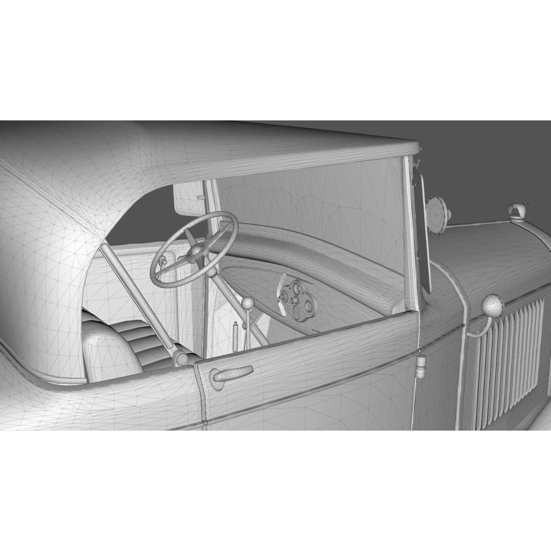 Vintage Roadster Car 3D Model – Mid Poly Game Asset, FBX, PBR - View 22