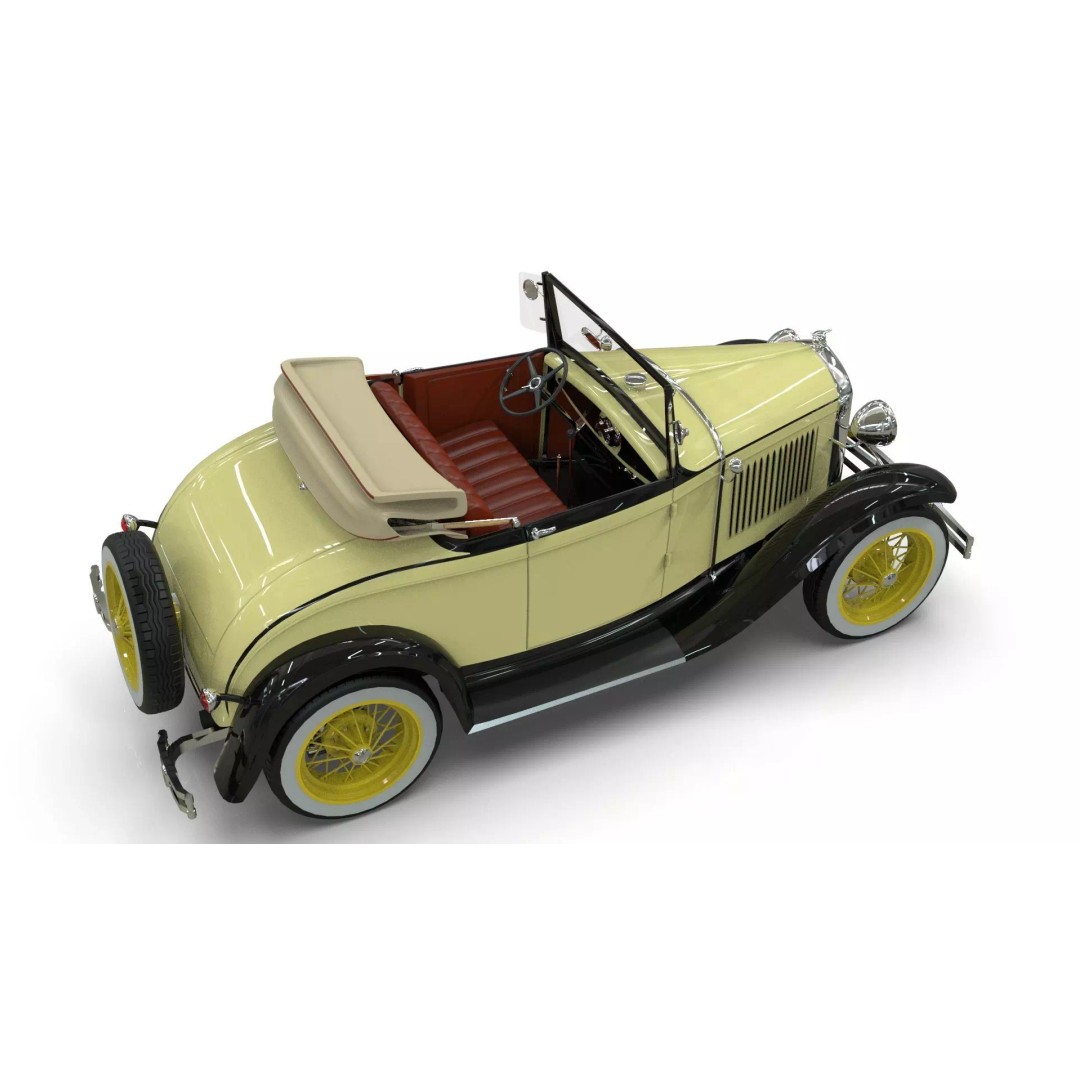 Vintage Roadster Car 3D Model – Mid Poly Game Asset, FBX, PBR - View 5