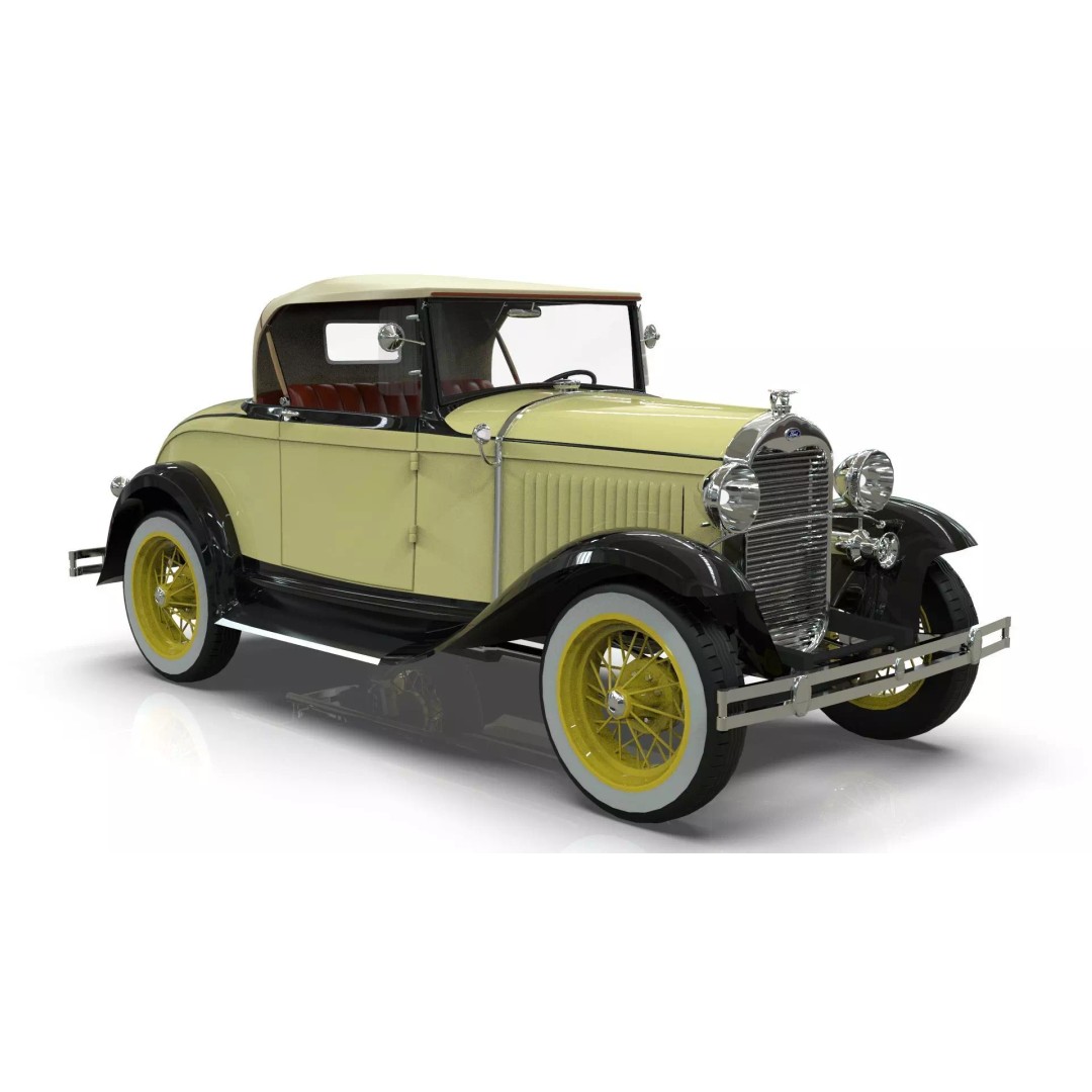 Vintage Roadster Car 3D Model – Mid Poly Game Asset, FBX, PBR - View 6