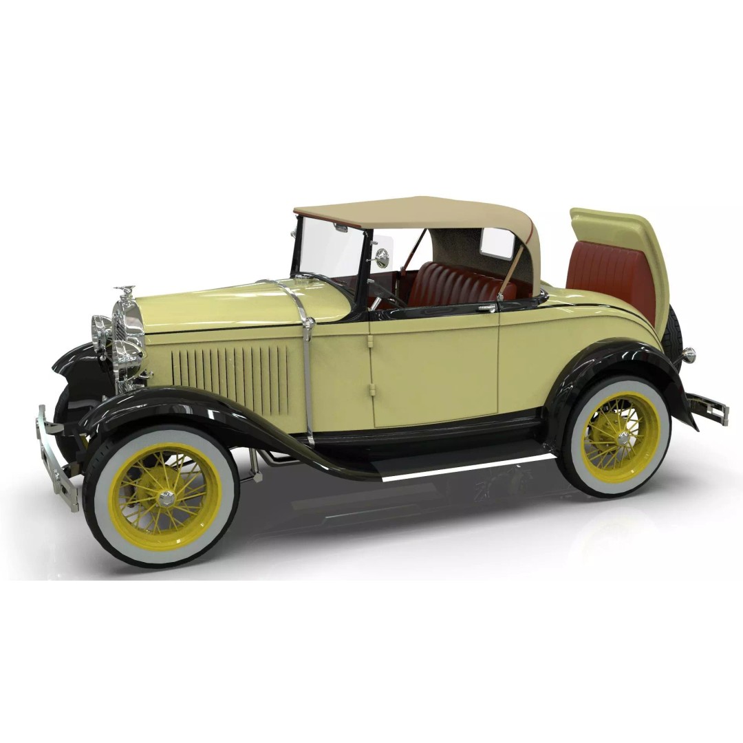 Vintage Roadster Car 3D Model – Mid Poly Game Asset, FBX, PBR - View 8