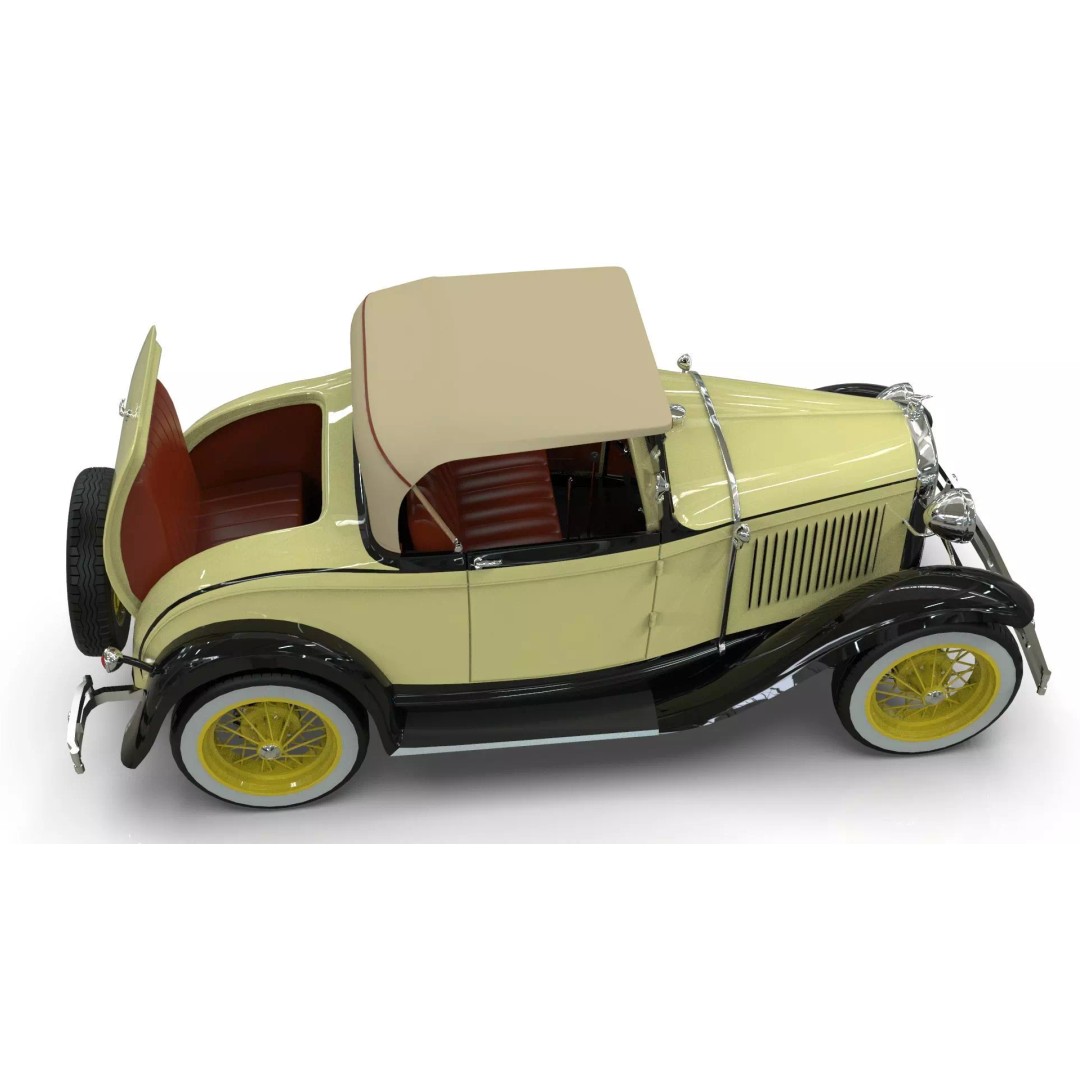 Vintage Roadster Car 3D Model – Mid Poly Game Asset, FBX, PBR - View 9