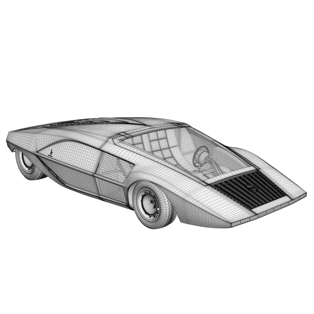 Lancia Stratos Zero 3D Model – High Detail Concept Car, FBX, OBJ - View 21