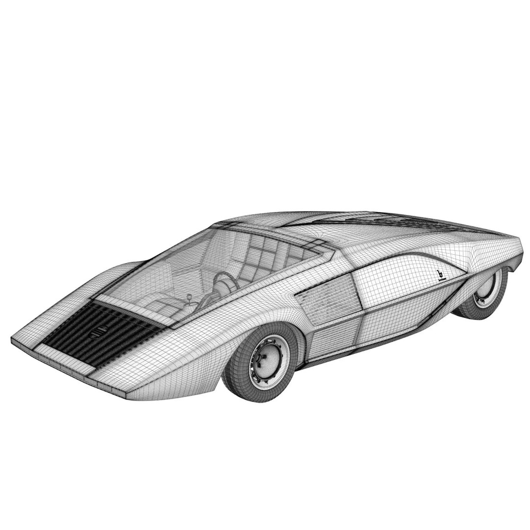 Lancia Stratos Zero 3D Model – High Detail Concept Car, FBX, OBJ - View 23