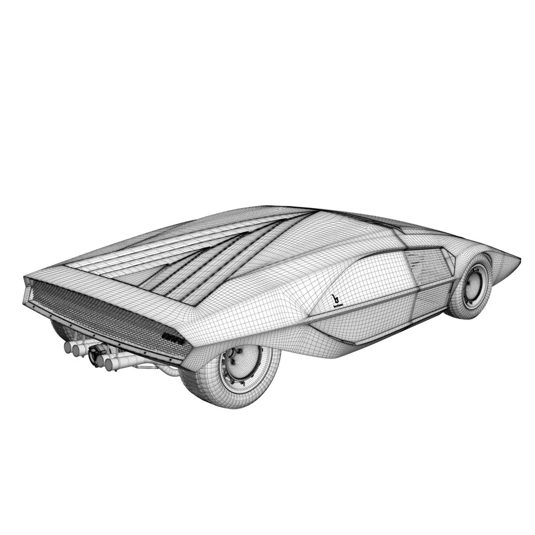 Lancia Stratos Zero 3D Model – High Detail Concept Car, FBX, OBJ - View 28