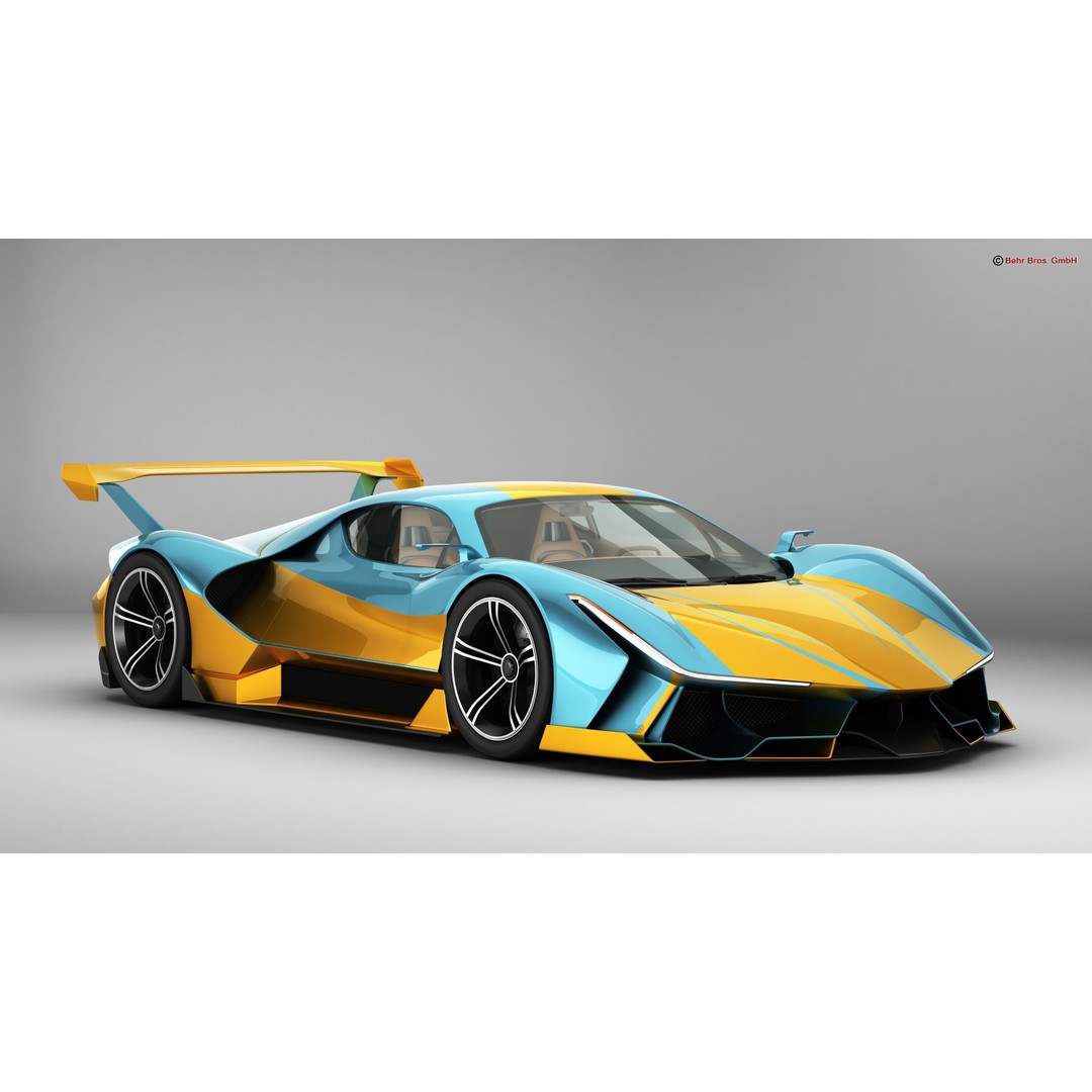 Future EV Supercar 3D Model – High Poly, Animated, PBR Textures, FBX - View 3