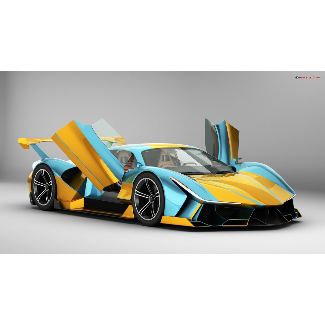 Future EV Supercar 3D Model – High Poly, Animated, PBR Textures, FBX - View 4
