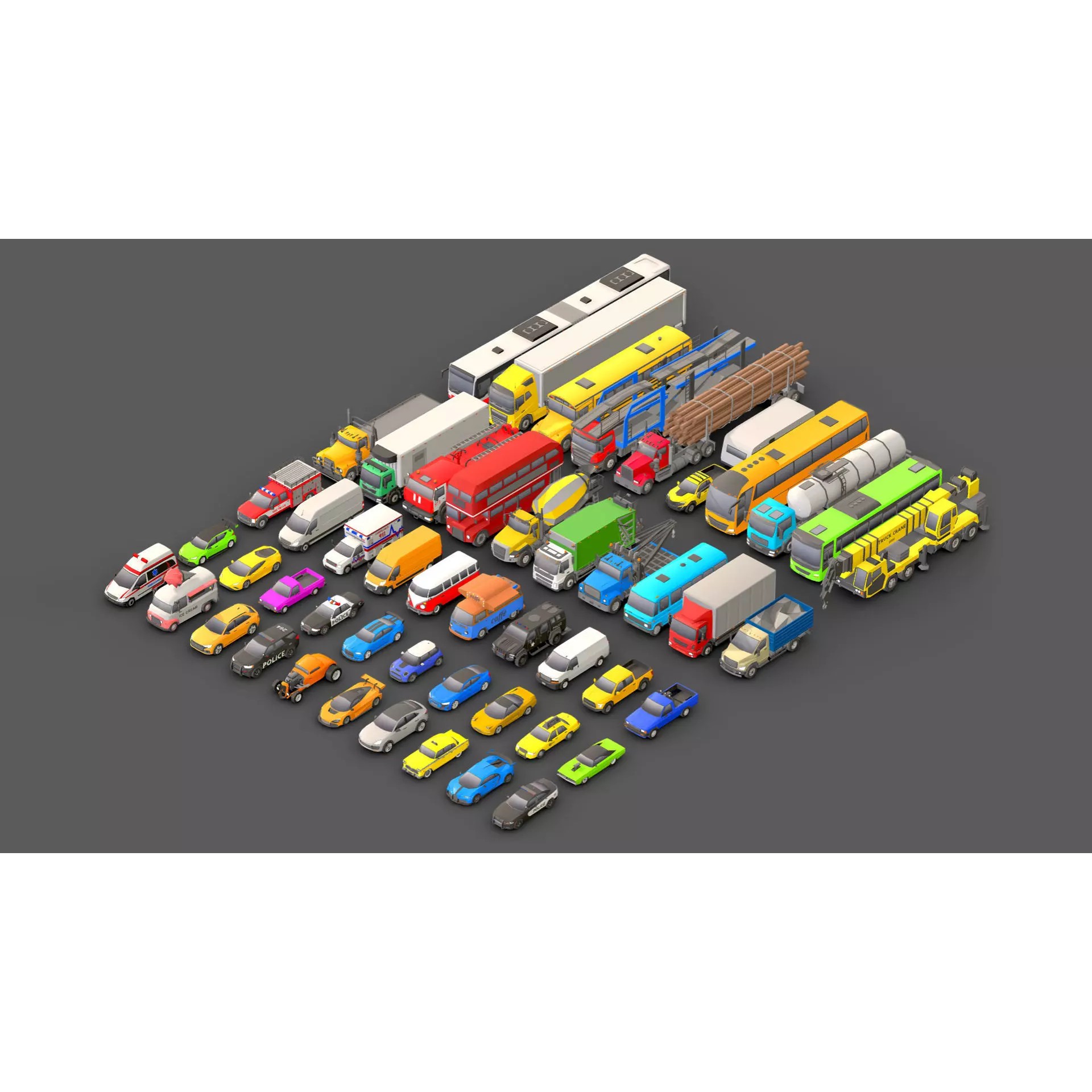 Vehicle Pack - Low-Poly Game-Ready 3D Model - View 2