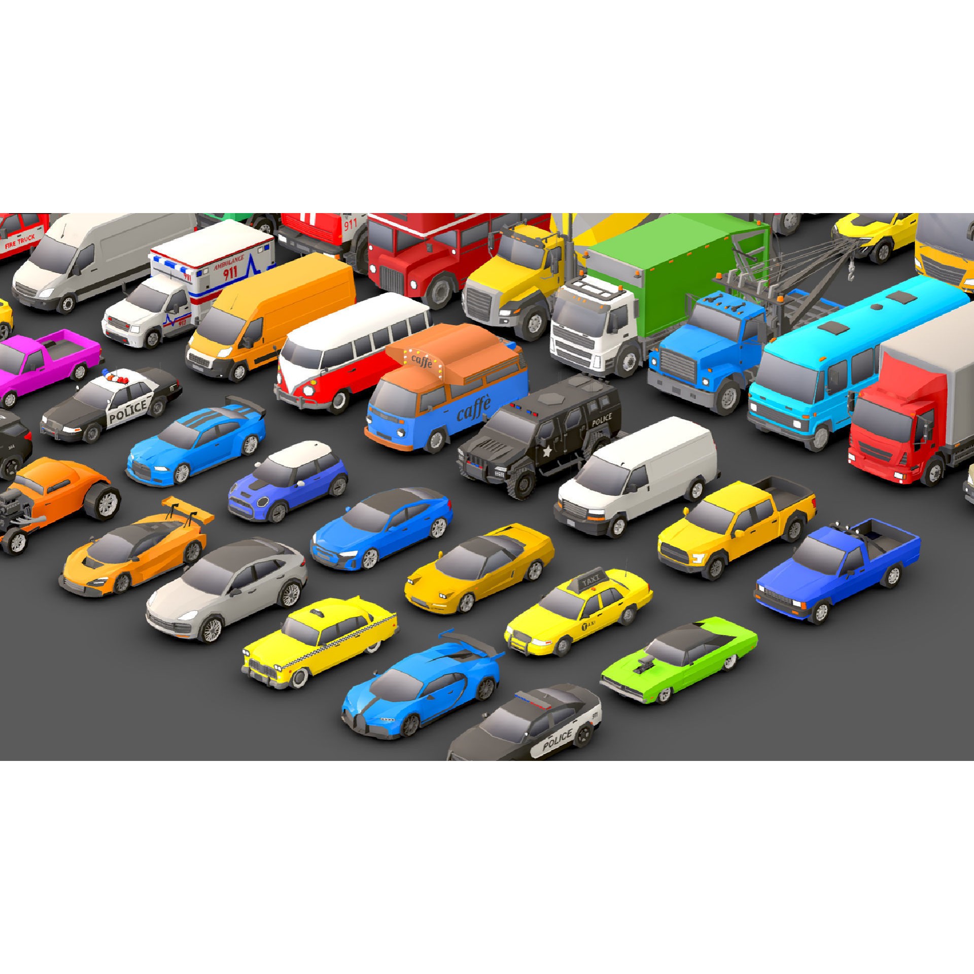 Vehicle Pack - Low-Poly Game-Ready 3D Model - View 3