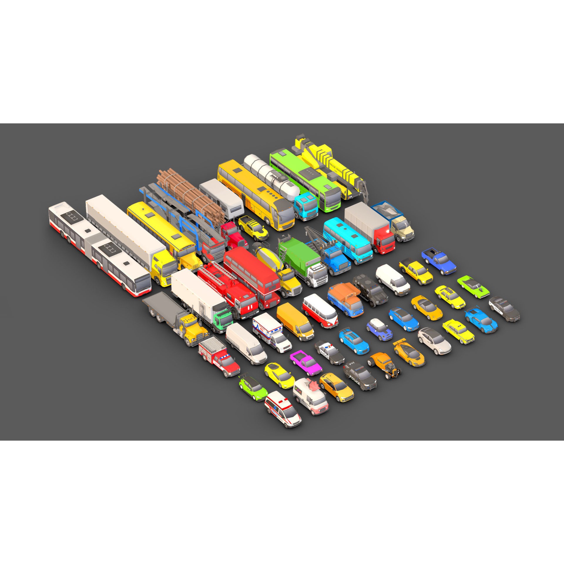 Vehicle Pack - Low-Poly Game-Ready 3D Model - View 4