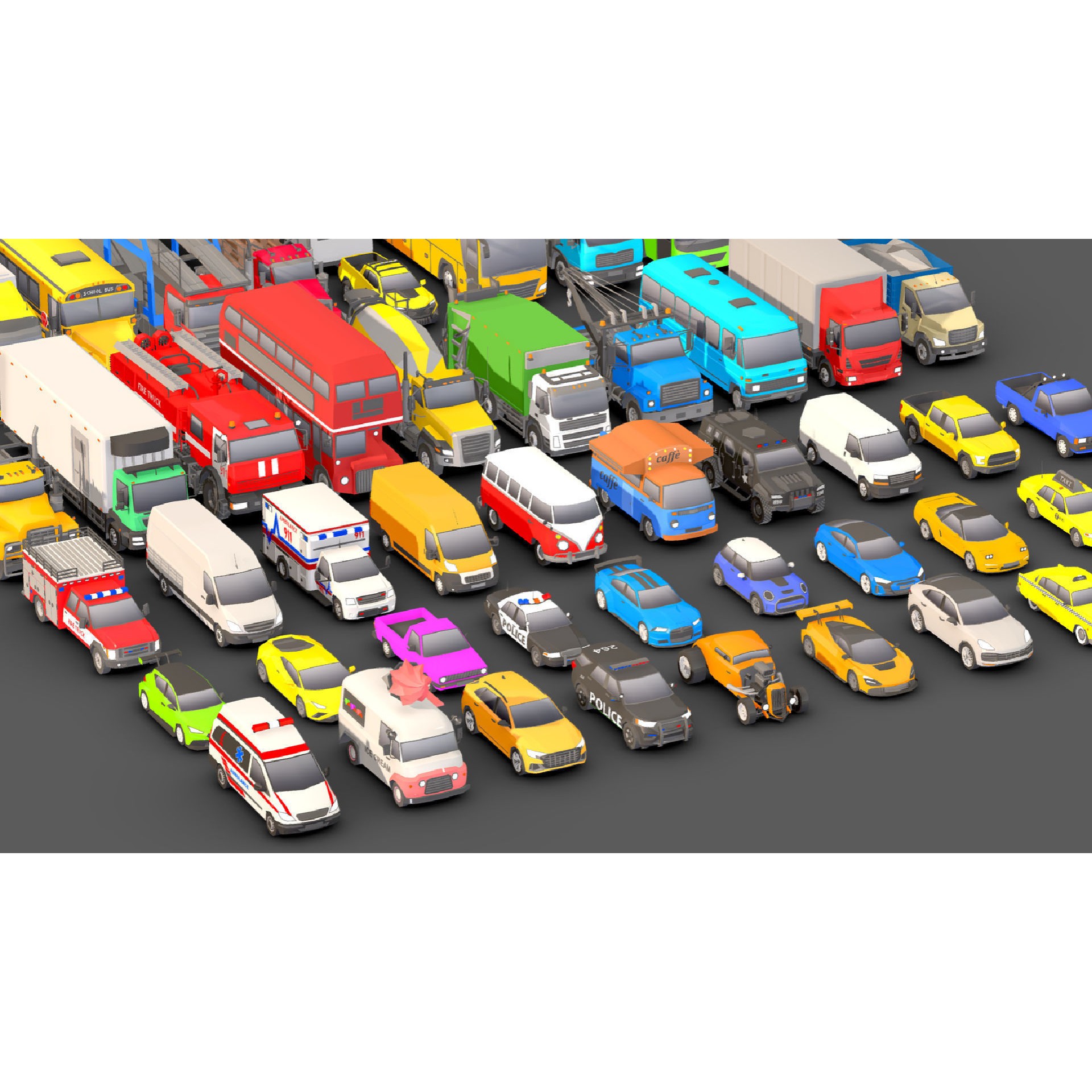 Vehicle Pack - Low-Poly Game-Ready 3D Model - View 7