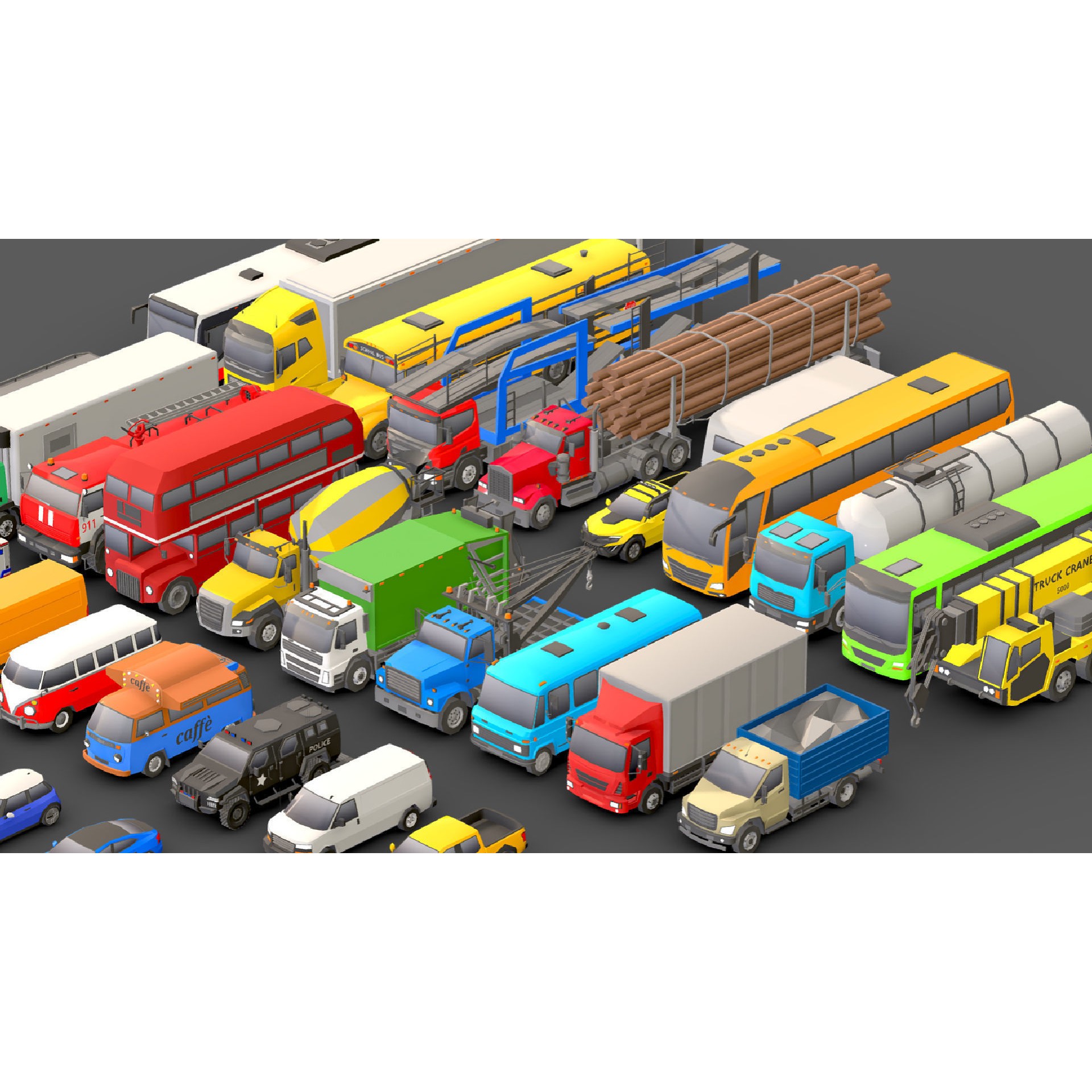 Vehicle Pack - Low-Poly Game-Ready 3D Model - View 9