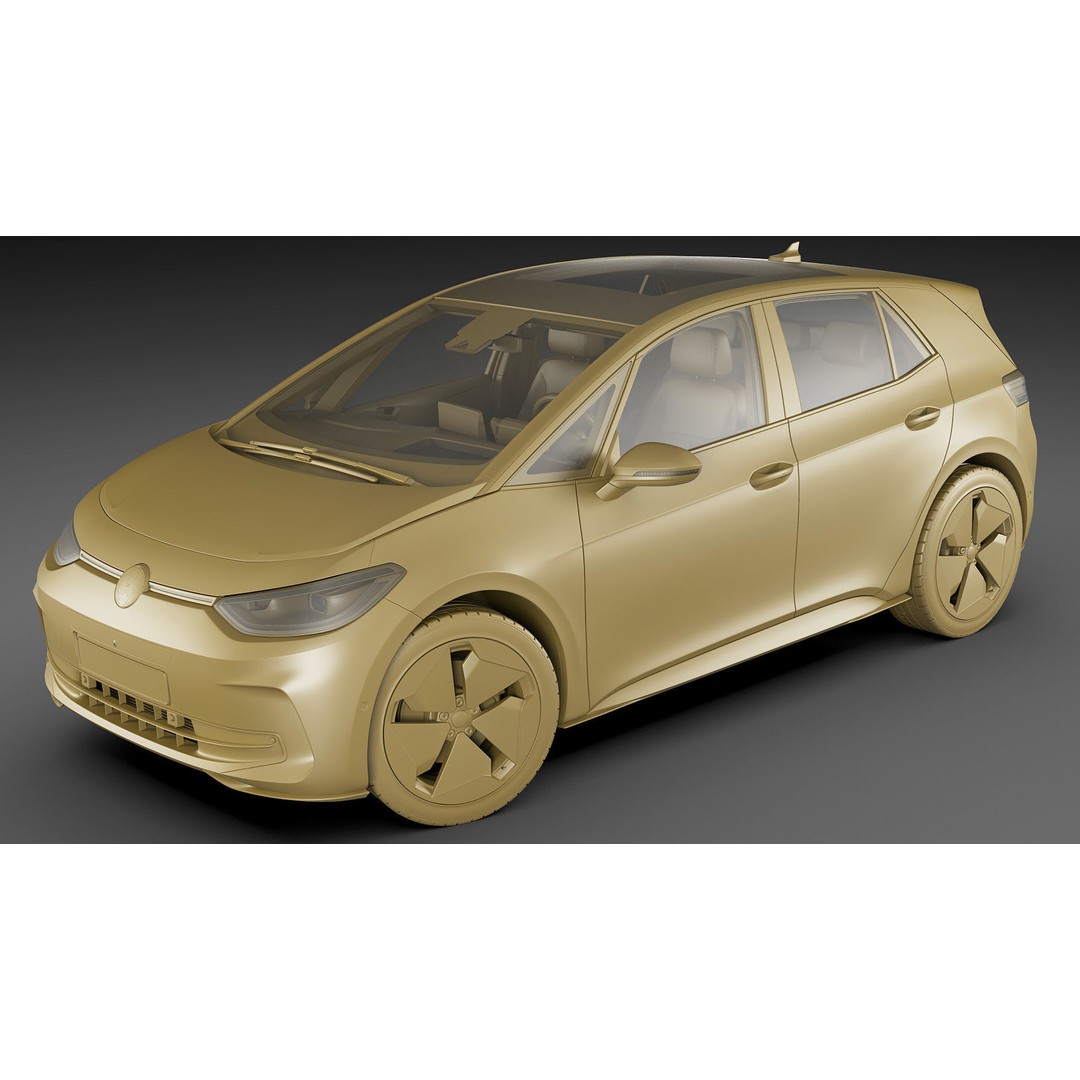 VW ID3 2024 3D Model – Detailed Compact Hatchback, FBX, OBJ, Blender - View 24