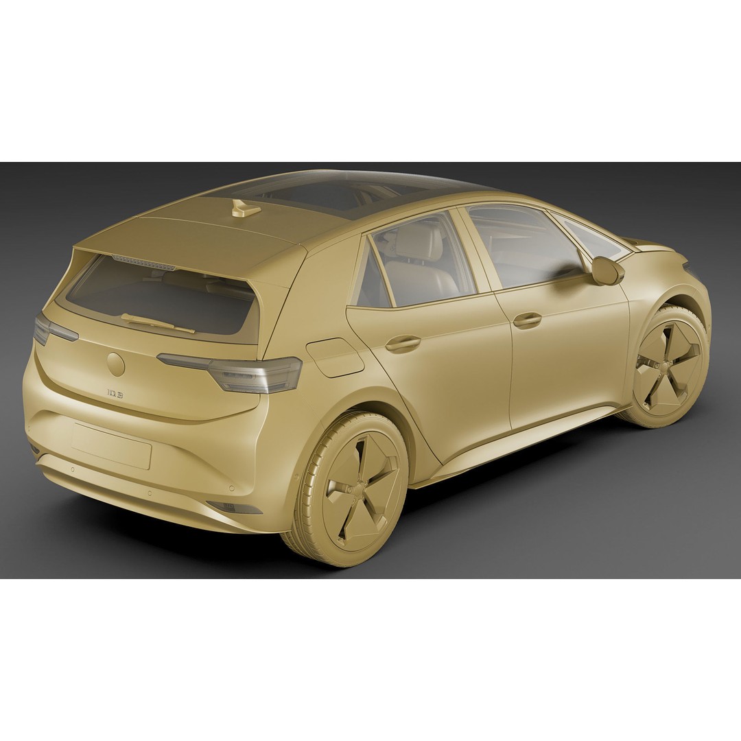 VW ID3 2024 3D Model – Detailed Compact Hatchback, FBX, OBJ, Blender - View 25