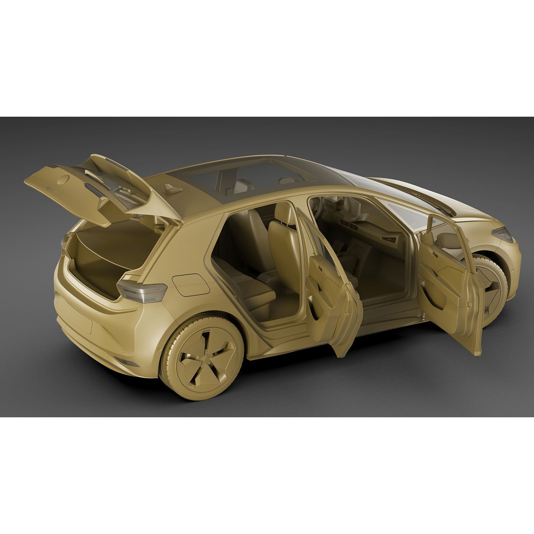 VW ID3 2024 3D Model – Detailed Compact Hatchback, FBX, OBJ, Blender - View 29