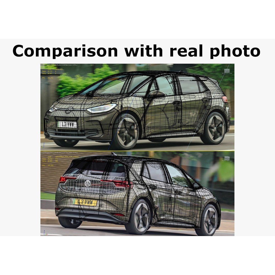 VW ID3 2024 3D Model – Detailed Compact Hatchback, FBX, OBJ, Blender - View 33