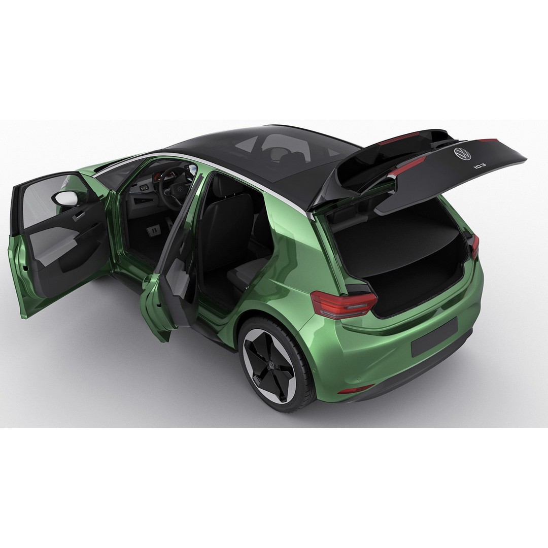 VW ID3 2024 3D Model – Detailed Compact Hatchback, FBX, OBJ, Blender - View 4