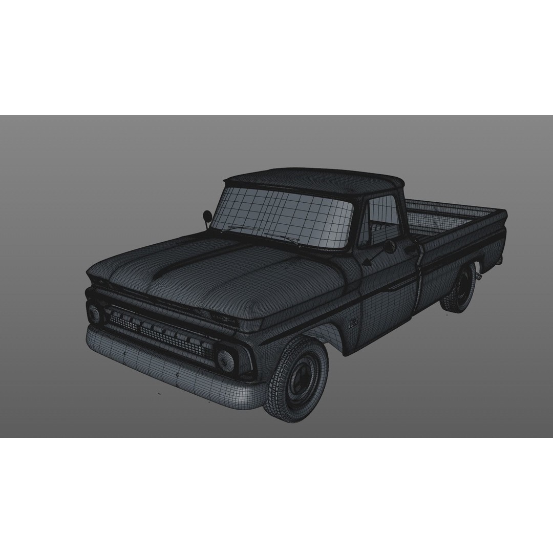 Chevy C10 283 V8 Pickup 1966 3D Model – High Detail Game Asset, FBX