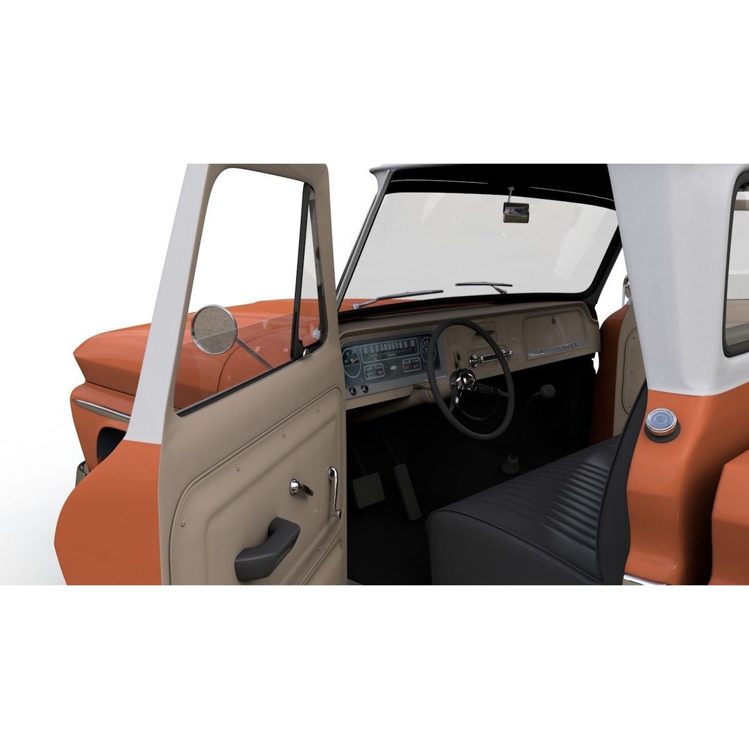Chevy C10 283 V8 Pickup 1966 3D Model – High Detail Game Asset, FBX - View 15