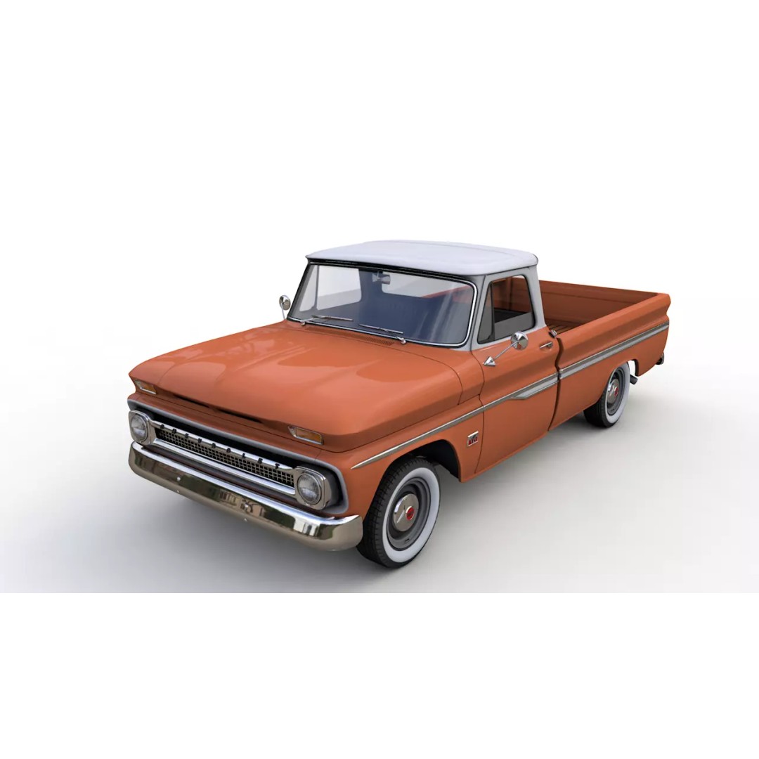 Chevy C10 283 V8 Pickup 1966 3D Model – High Detail Game Asset, FBX - View 2