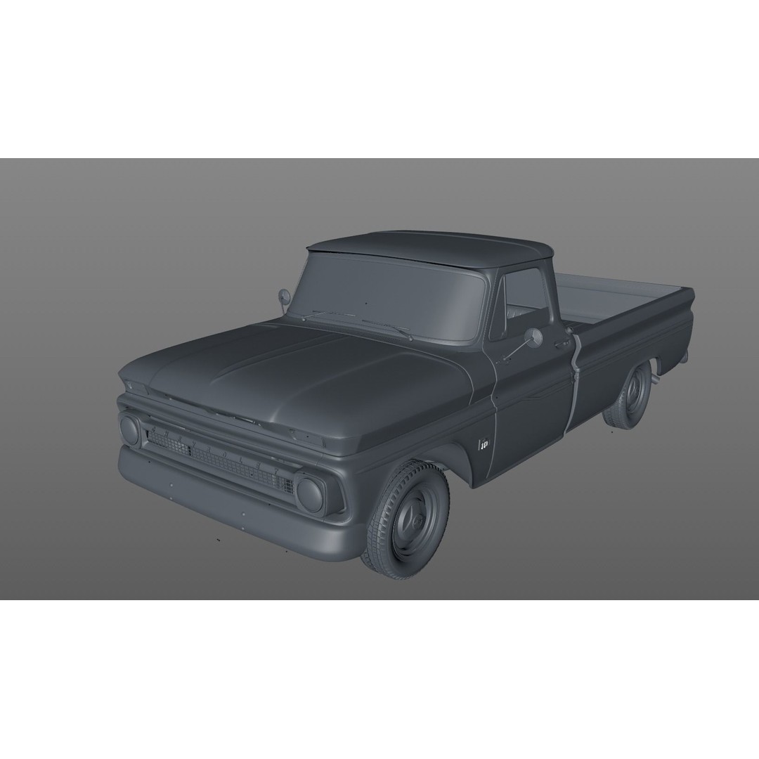 Chevy C10 283 V8 Pickup 1966 3D Model – High Detail Game Asset, FBX - View 20