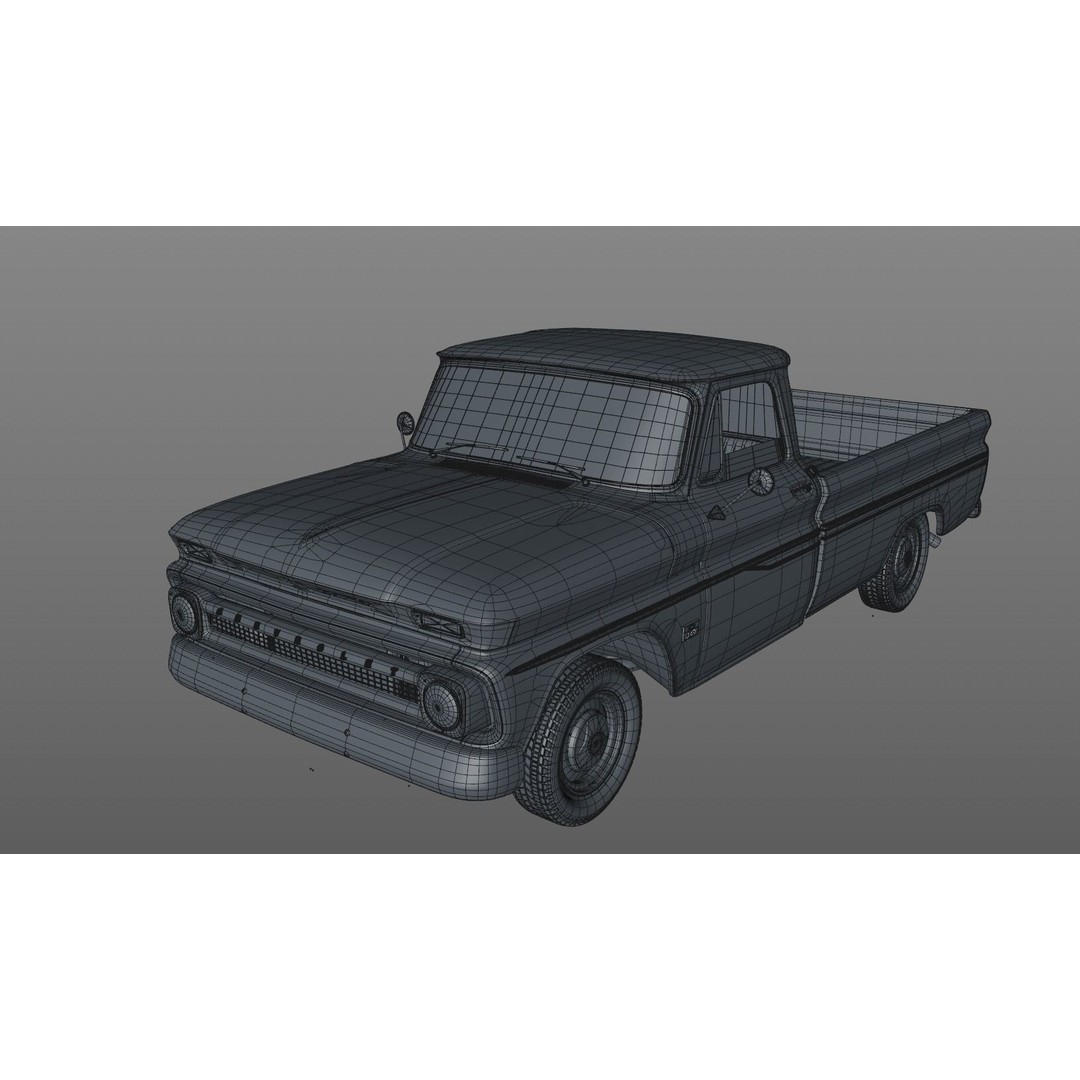 Chevy C10 283 V8 Pickup 1966 3D Model – High Detail Game Asset, FBX - View 21