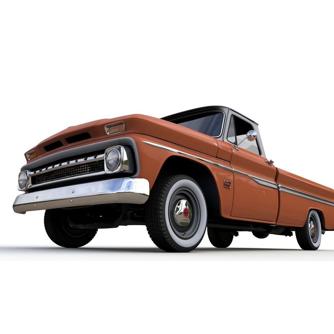 Chevy C10 283 V8 Pickup 1966 3D Model – High Detail Game Asset, FBX - View 7