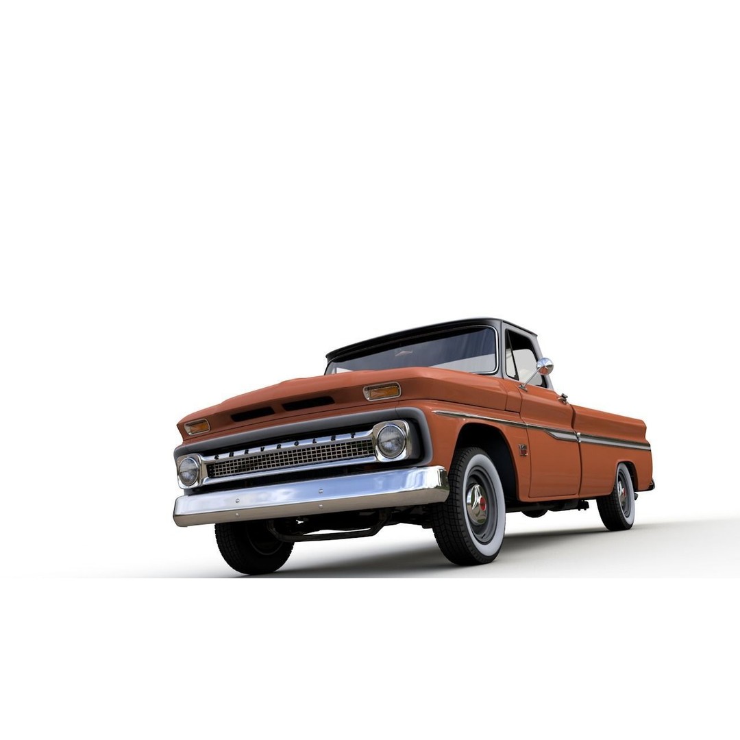 Chevy C10 283 V8 Pickup 1966 3D Model – High Detail Game Asset, FBX - View 8