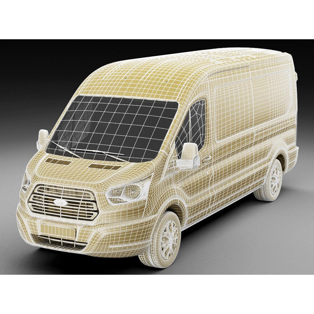 Panel Van Transit Maxi 2014 3D Model – High Poly Cargo Vehicle, FBX & OBJ - View 23