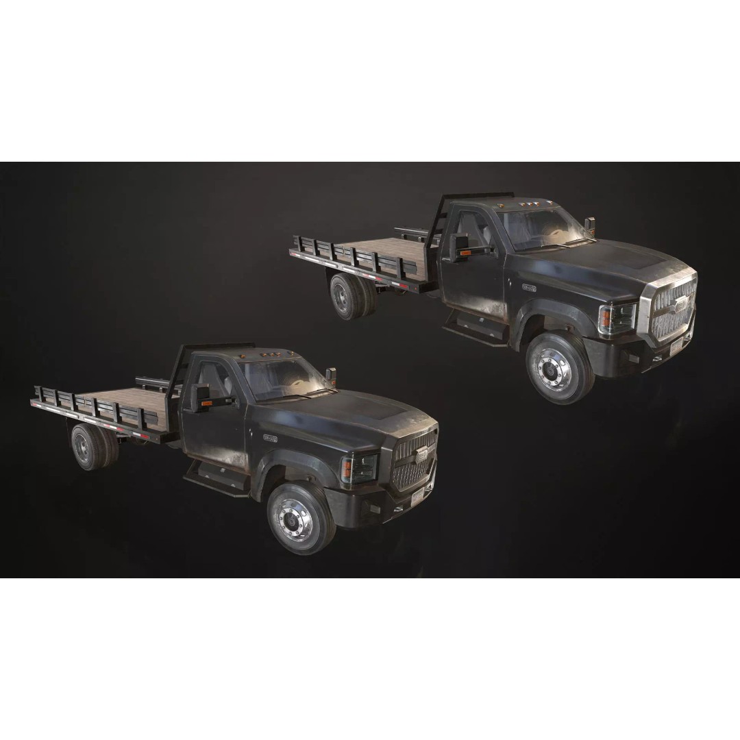 Medium Duty Truck VX400 3D Model – Low Poly Flatbed Game Asset, FBX - View 10