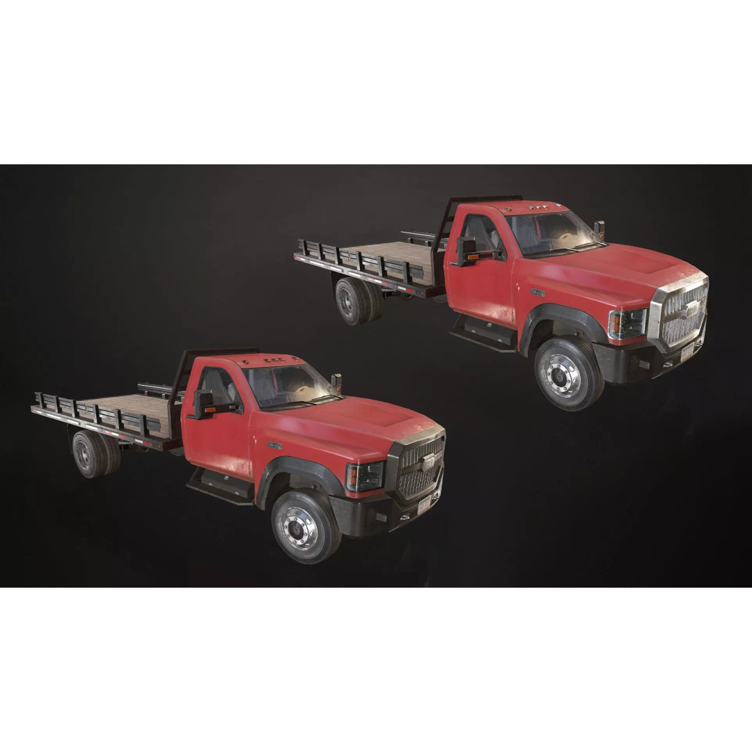 Medium Duty Truck VX400 3D Model – Low Poly Flatbed Game Asset, FBX - View 11